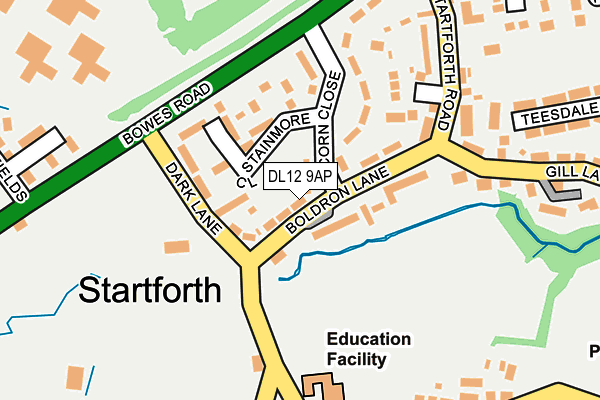 DL12 9AP map - OS OpenMap – Local (Ordnance Survey)