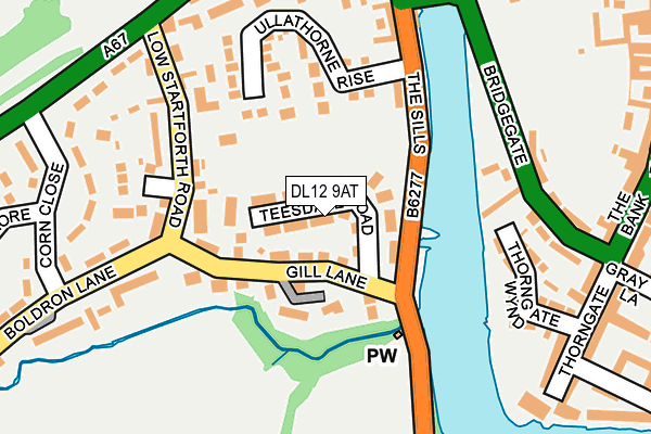 DL12 9AT map - OS OpenMap – Local (Ordnance Survey)