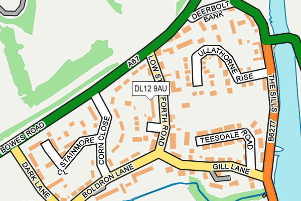 DL12 9AU map - OS OpenMap – Local (Ordnance Survey)