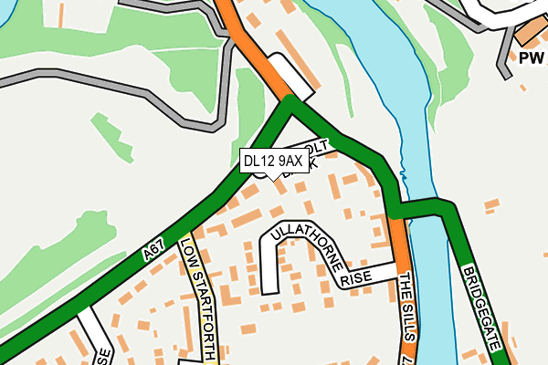 DL12 9AX map - OS OpenMap – Local (Ordnance Survey)