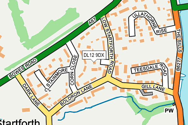 DL12 9DX map - OS OpenMap – Local (Ordnance Survey)