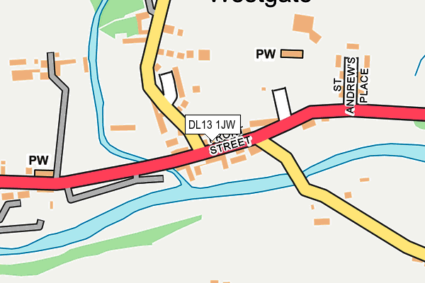 DL13 1JW map - OS OpenMap – Local (Ordnance Survey)