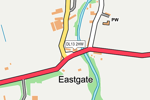 DL13 2HW map - OS OpenMap – Local (Ordnance Survey)