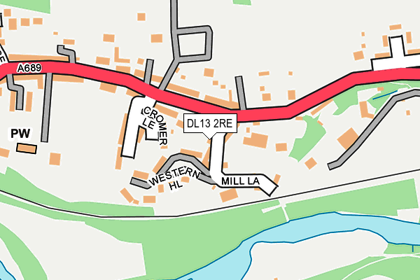 DL13 2RE map - OS OpenMap – Local (Ordnance Survey)