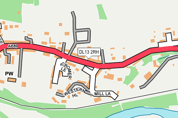 DL13 2RH map - OS OpenMap – Local (Ordnance Survey)