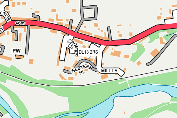DL13 2RS map - OS OpenMap – Local (Ordnance Survey)