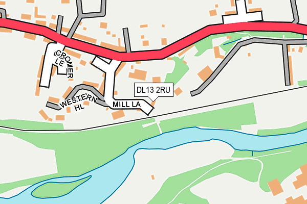 DL13 2RU map - OS OpenMap – Local (Ordnance Survey)