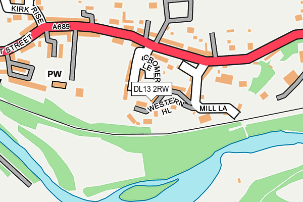DL13 2RW map - OS OpenMap – Local (Ordnance Survey)