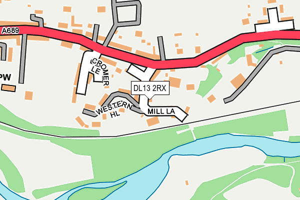 DL13 2RX map - OS OpenMap – Local (Ordnance Survey)
