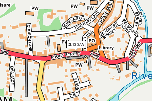 DL13 3AA map - OS OpenMap – Local (Ordnance Survey)