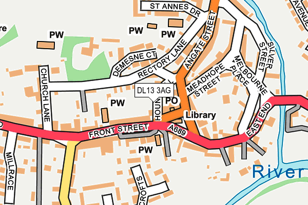 DL13 3AG map - OS OpenMap – Local (Ordnance Survey)
