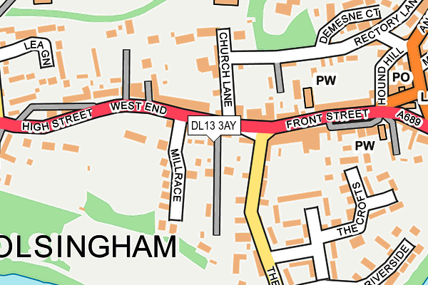 DL13 3AY map - OS OpenMap – Local (Ordnance Survey)