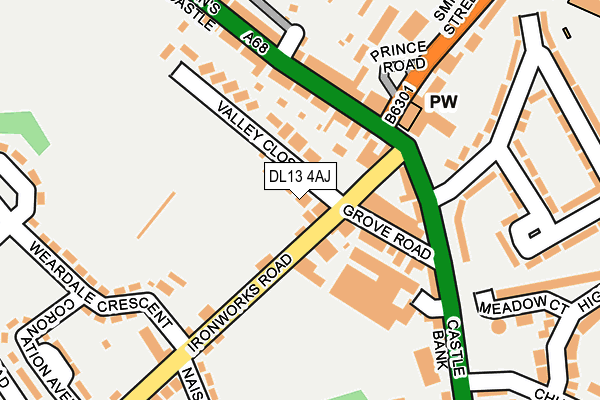 DL13 4AJ map - OS OpenMap – Local (Ordnance Survey)