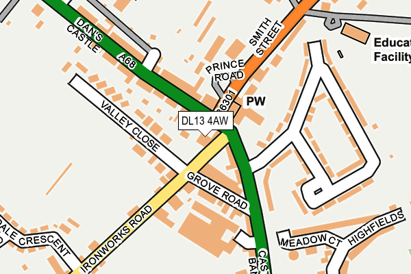DL13 4AW map - OS OpenMap – Local (Ordnance Survey)