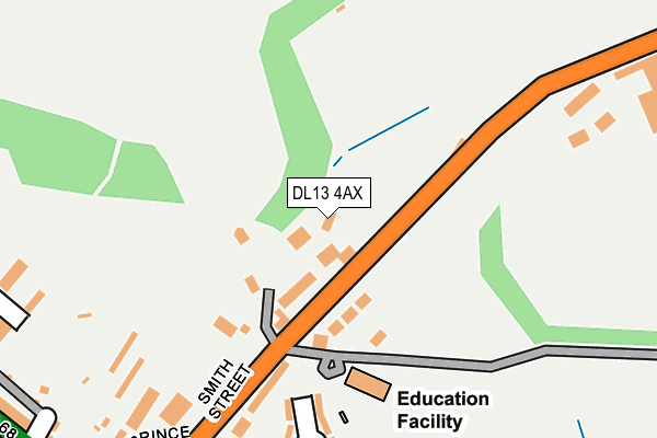 DL13 4AX map - OS OpenMap – Local (Ordnance Survey)