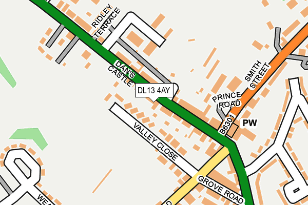 DL13 4AY map - OS OpenMap – Local (Ordnance Survey)