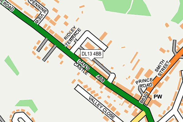 DL13 4BB map - OS OpenMap – Local (Ordnance Survey)