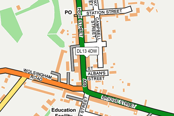 DL13 4DW map - OS OpenMap – Local (Ordnance Survey)