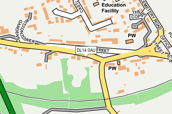 DL14 0AU map - OS OpenMap – Local (Ordnance Survey)