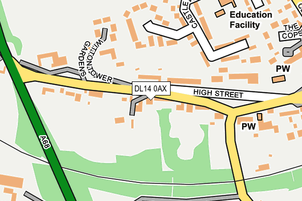 DL14 0AX map - OS OpenMap – Local (Ordnance Survey)