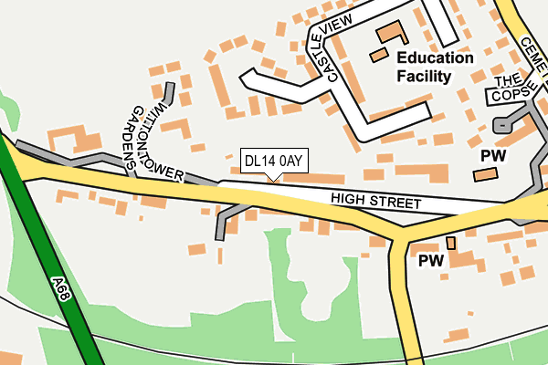 DL14 0AY map - OS OpenMap – Local (Ordnance Survey)