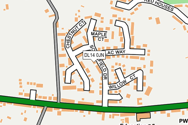 DL14 0JN map - OS OpenMap – Local (Ordnance Survey)