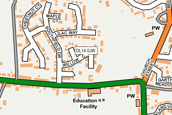DL14 0JW map - OS OpenMap – Local (Ordnance Survey)