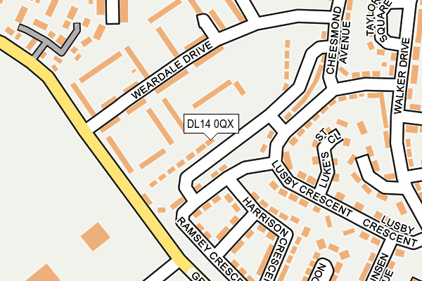 DL14 0QX map - OS OpenMap – Local (Ordnance Survey)