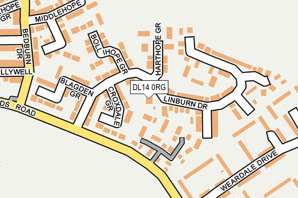 DL14 0RG map - OS OpenMap – Local (Ordnance Survey)