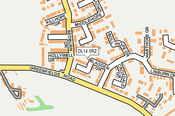 DL14 0RZ map - OS OpenMap – Local (Ordnance Survey)