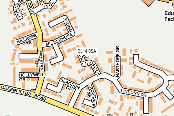 DL14 0SA map - OS OpenMap – Local (Ordnance Survey)