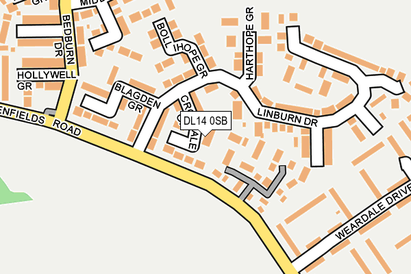 DL14 0SB map - OS OpenMap – Local (Ordnance Survey)
