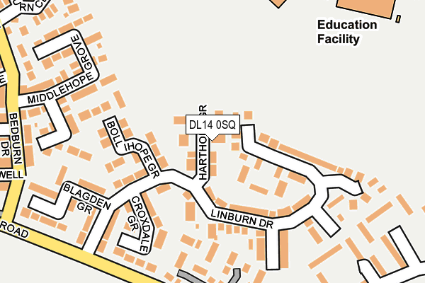 DL14 0SQ map - OS OpenMap – Local (Ordnance Survey)