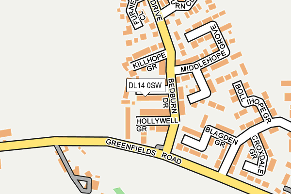DL14 0SW map - OS OpenMap – Local (Ordnance Survey)