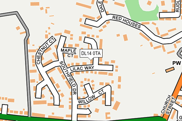 DL14 0TA map - OS OpenMap – Local (Ordnance Survey)