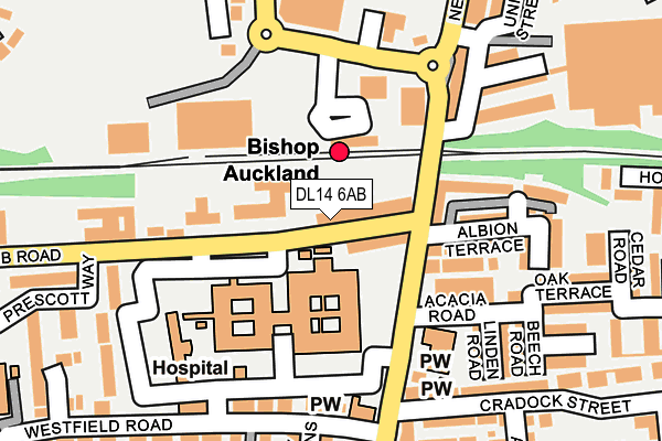 DL14 6AB map - OS OpenMap – Local (Ordnance Survey)