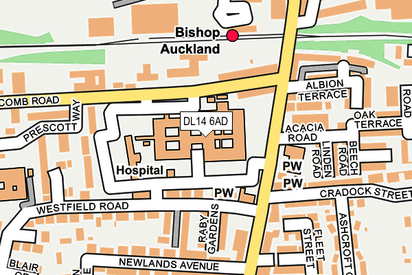 DL14 6AD map - OS OpenMap – Local (Ordnance Survey)