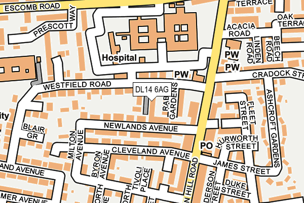 DL14 6AG map - OS OpenMap – Local (Ordnance Survey)