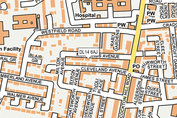 DL14 6AJ map - OS OpenMap – Local (Ordnance Survey)