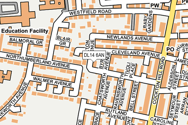 DL14 6AN map - OS OpenMap – Local (Ordnance Survey)