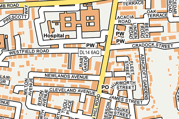 DL14 6AQ map - OS OpenMap – Local (Ordnance Survey)