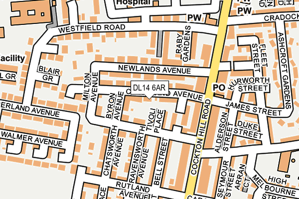 DL14 6AR map - OS OpenMap – Local (Ordnance Survey)