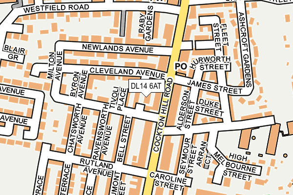 DL14 6AT map - OS OpenMap – Local (Ordnance Survey)