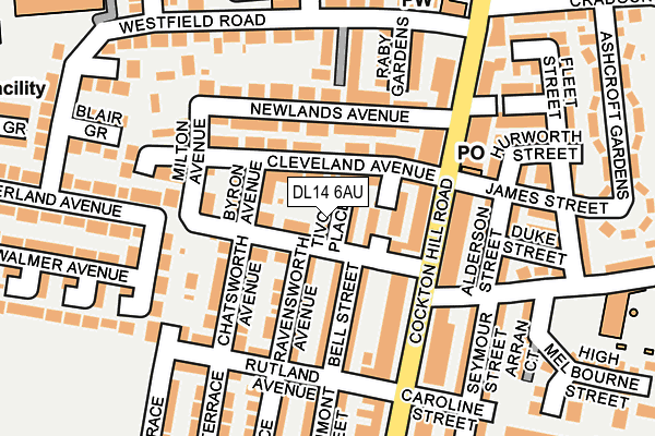DL14 6AU map - OS OpenMap – Local (Ordnance Survey)