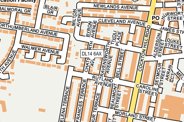 DL14 6AX map - OS OpenMap – Local (Ordnance Survey)