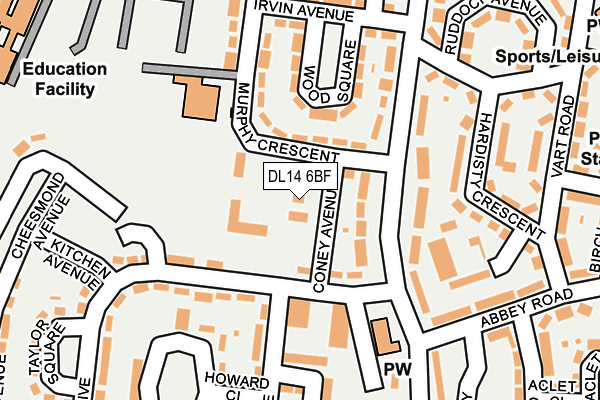 DL14 6BF map - OS OpenMap – Local (Ordnance Survey)