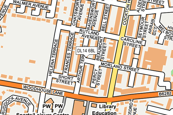 DL14 6BL map - OS OpenMap – Local (Ordnance Survey)
