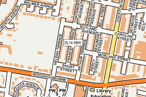 DL14 6BW map - OS OpenMap – Local (Ordnance Survey)