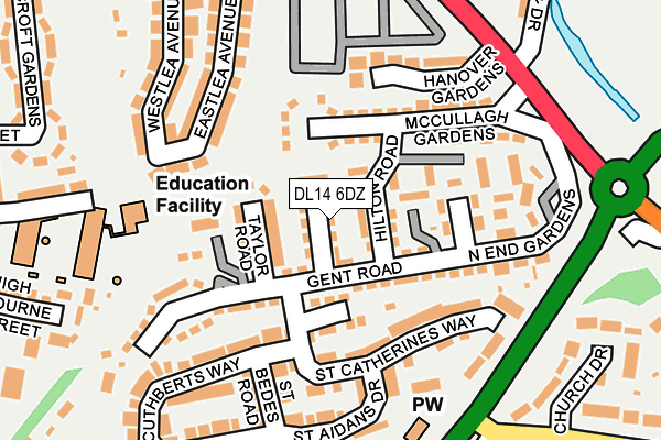 DL14 6DZ map - OS OpenMap – Local (Ordnance Survey)