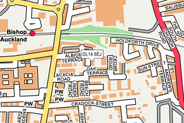 DL14 6EJ map - OS OpenMap – Local (Ordnance Survey)